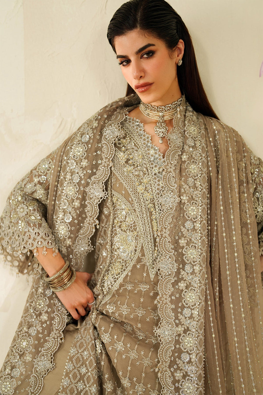 EMBROIDERED CHIFFON CH14-08 STITCHED