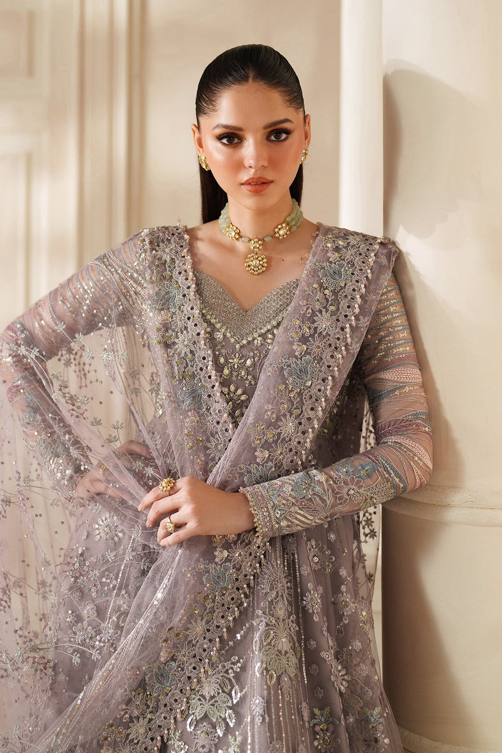 EMBROIDERED NET CH14-04 STITCHED