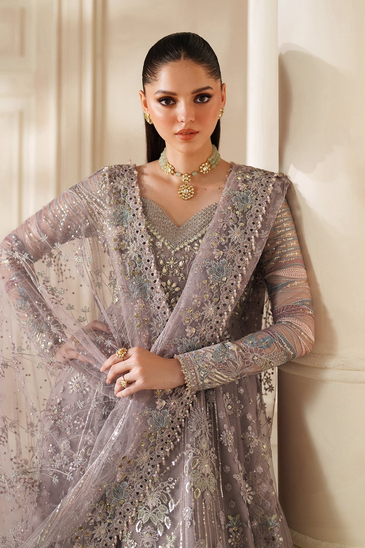 EMBROIDERED NET CH14-04 STITCHED