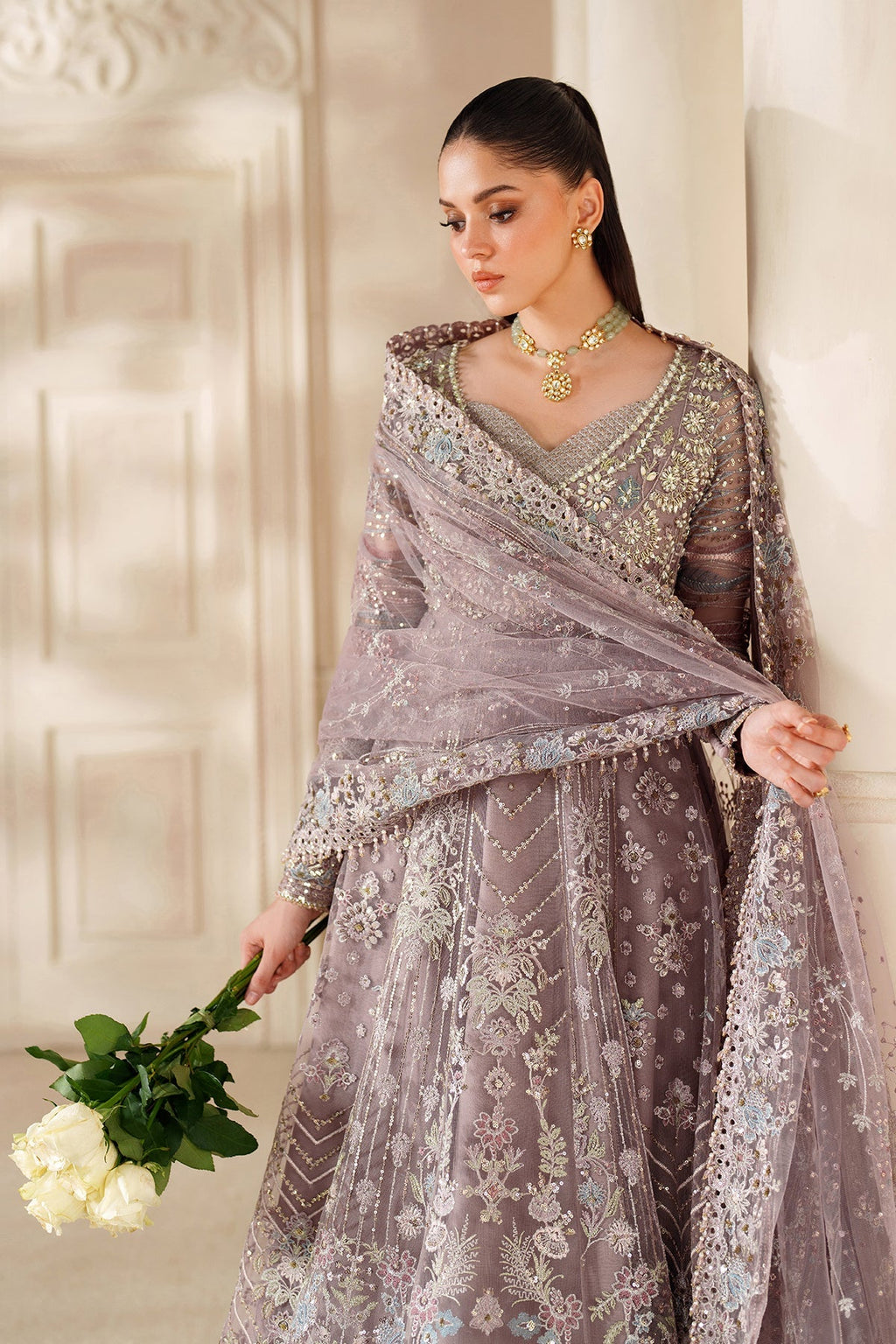 EMBROIDERED NET CH14-04 STITCHED