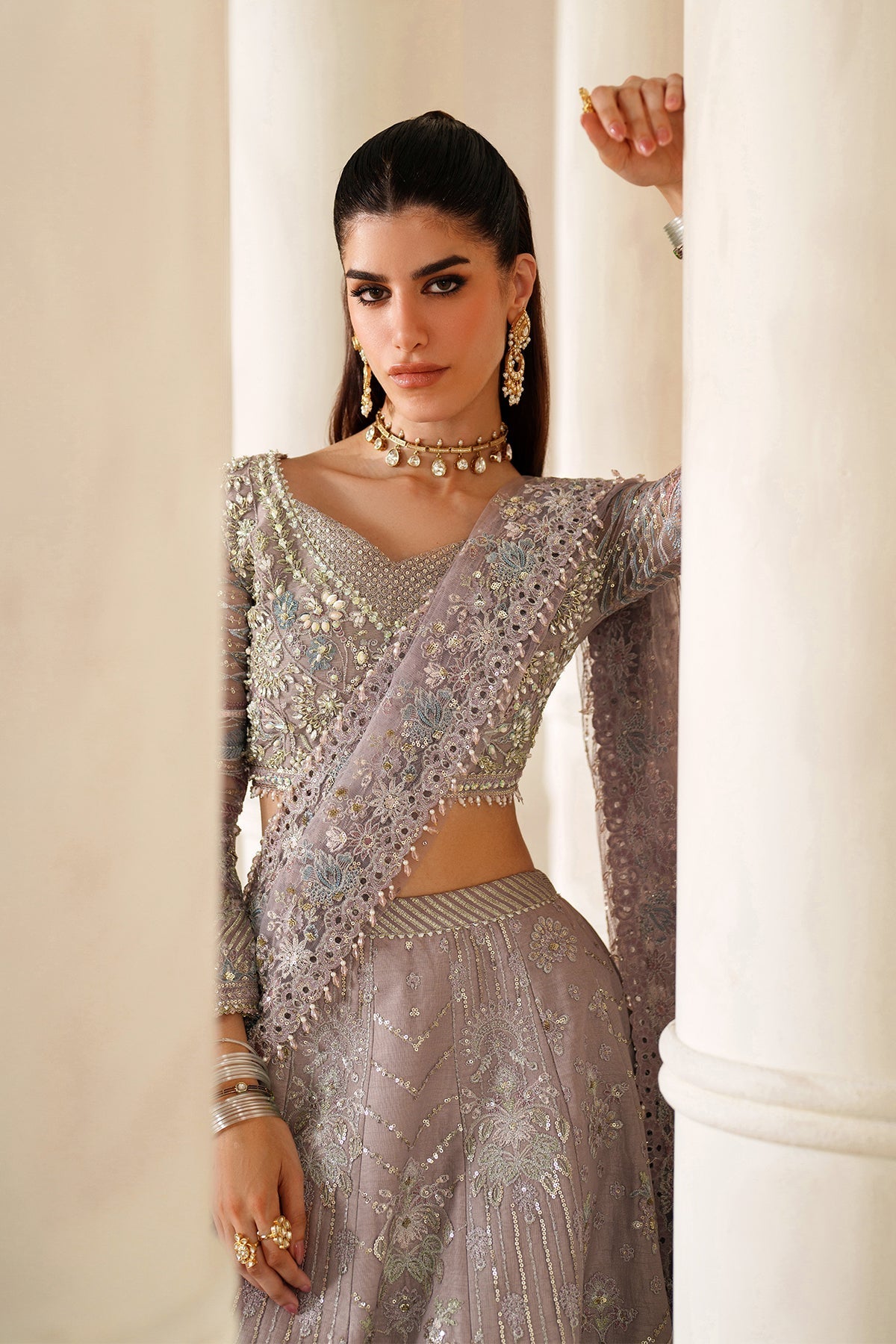 EMBROIDERED NET CH14-04 STITCHED