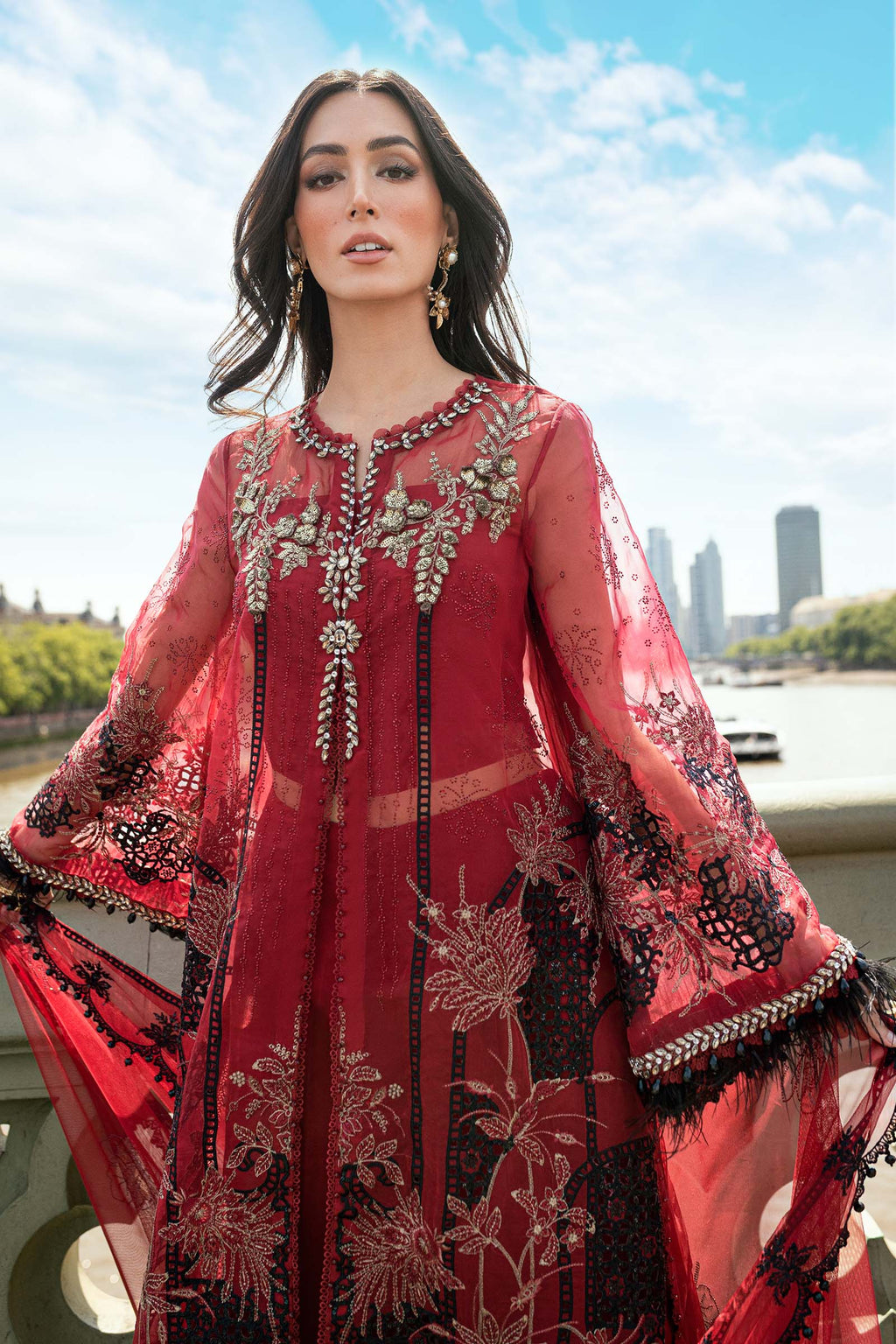 3 Piece Unstitched Embroidered Organza Suit