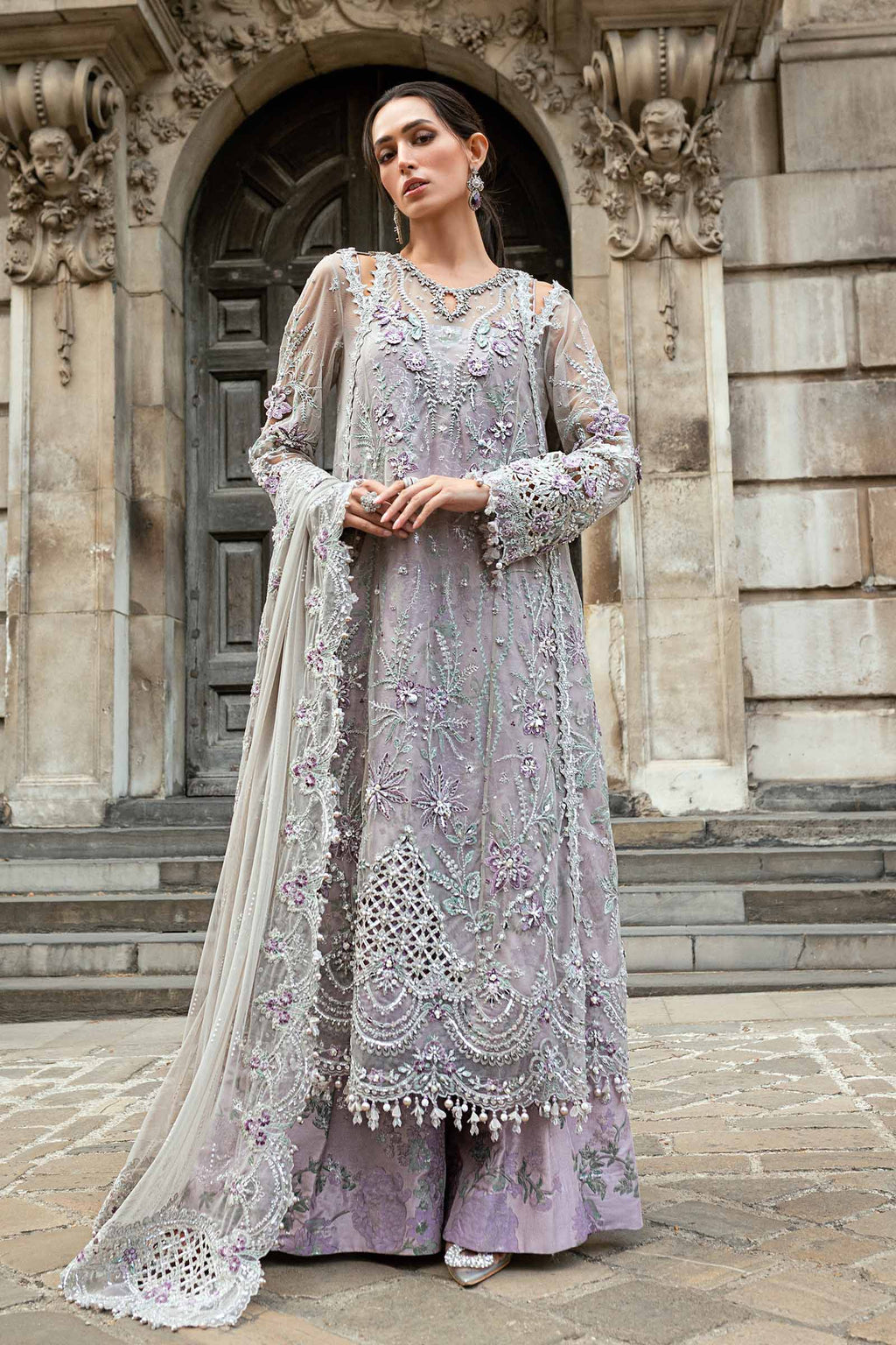 3 Piece Unstitched Embroidered Net Suit