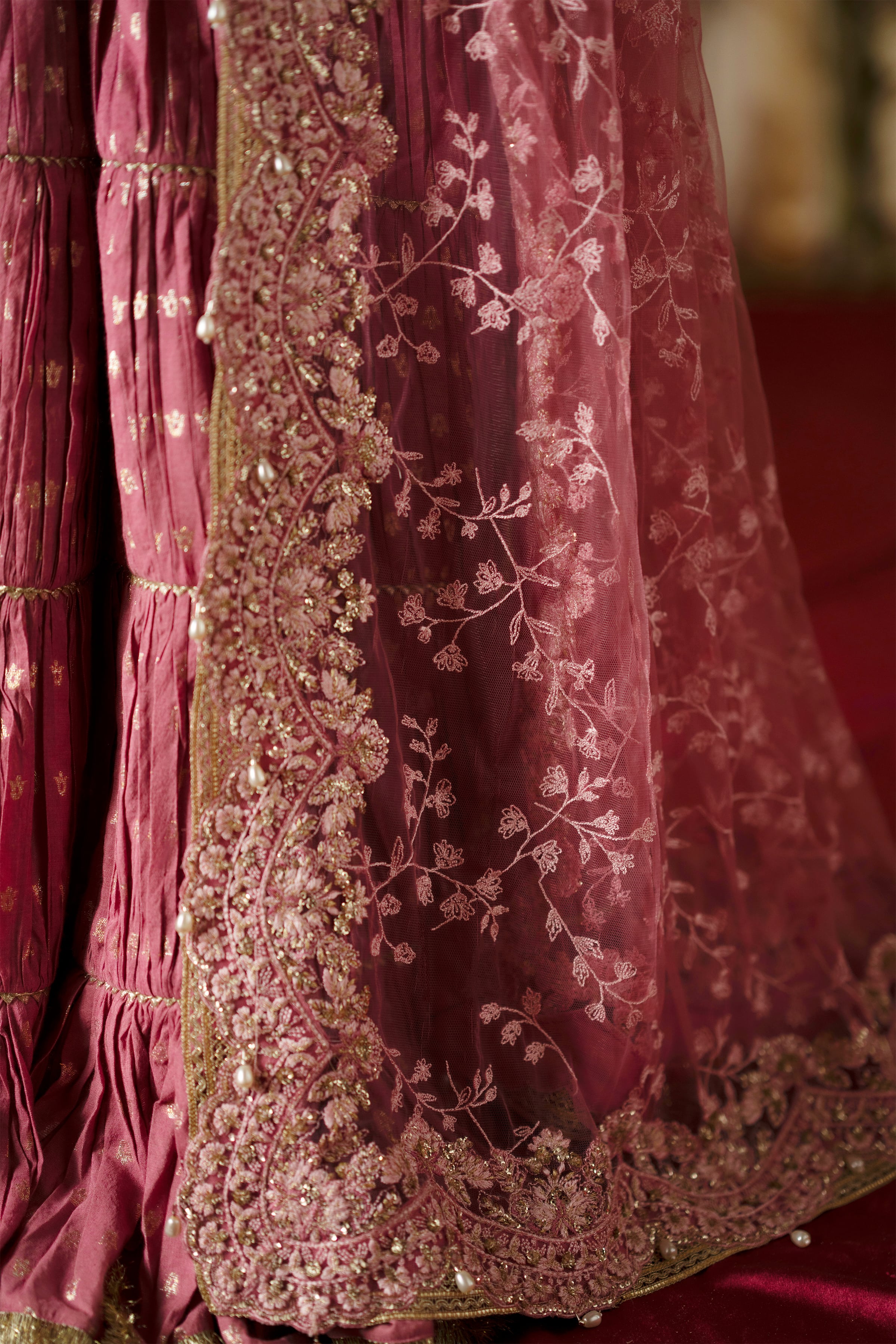 SELAH Dreamy Candy Pink Embroidered Short Shirt Gharara Suit