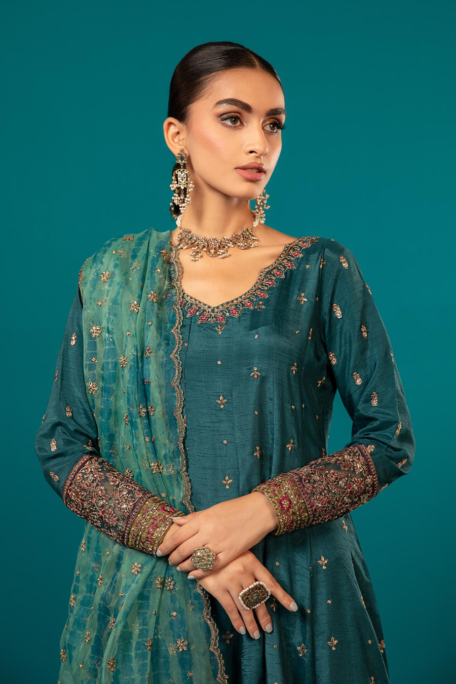 Maria B - Embroidered RTW 24 - Teal Green
