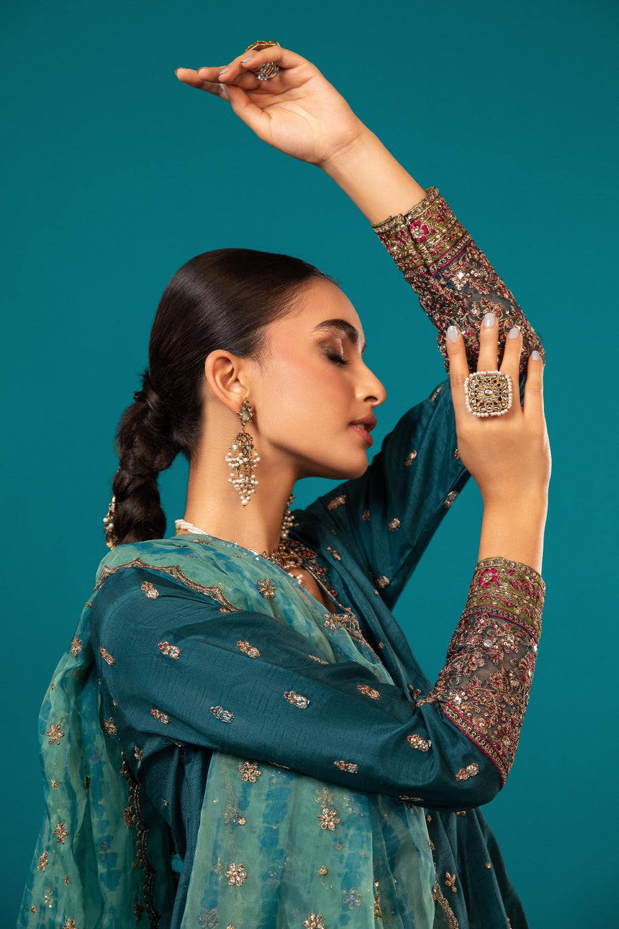 Maria B - Embroidered RTW 24 - Teal Green